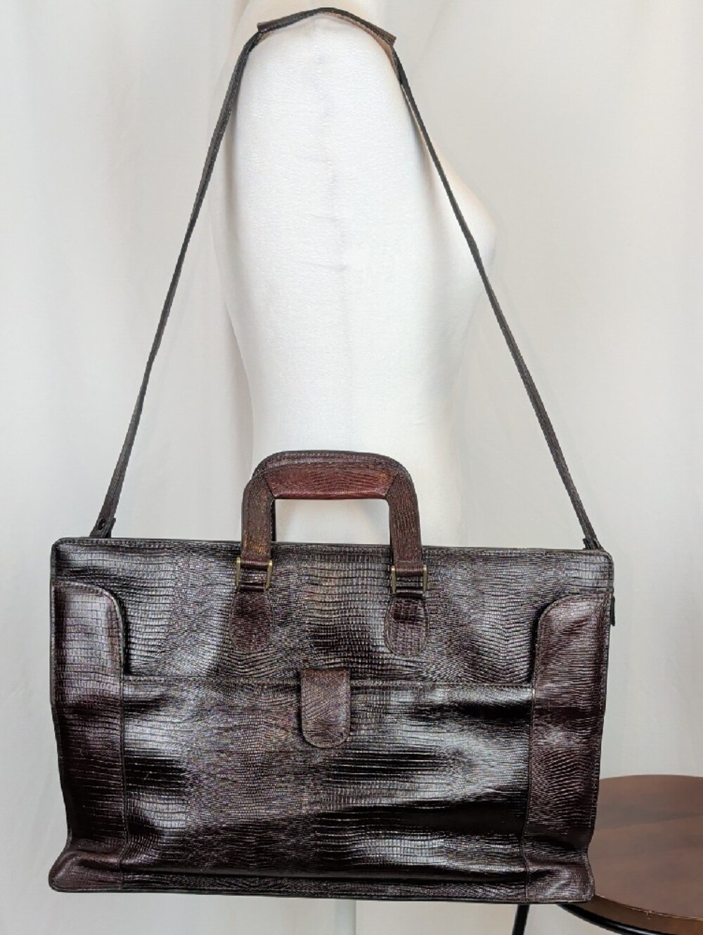 Vintage Bugatti Genuine Leather Lizard Leather Briefcase Laptop Bag